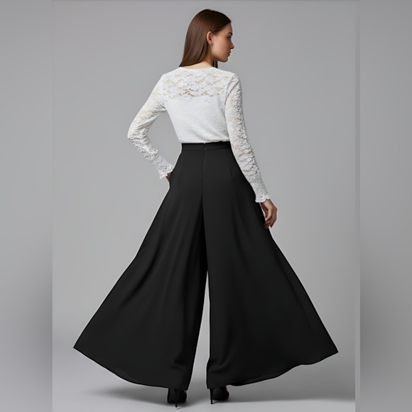 Palazzo Pants With Pockets Black - Picture 3 of 6